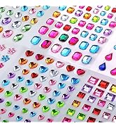 Gems for Crafts - 529 Pcs Self Adhesive Rhinestone Stickers with Tweezer, 6 Shapes and Assorted S...