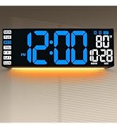 16.5" Large Digital Wall Clock: Wall Mount Decor Clock Large Display for Classroom Dorm Office Ga...