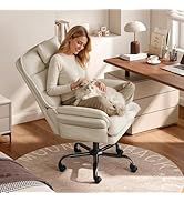 Bestier Cross Legged Office Chair Criss Cross Chair with Adjustable Arms 135° Reclining PU Leathe...