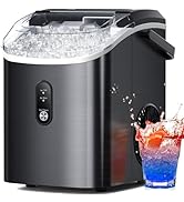 Nugget Ice Makers Countertop, Pellet Ice Maker Machine with Soft Chewable Ice, 35lbs/Day, One-Cli...
