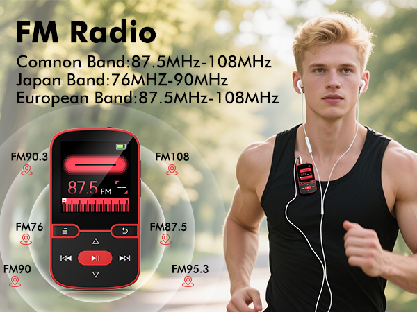 64GB Clip MP3 Player with Bluetooth 5.3, A-B Repeat, Audio Shuffle Playback