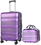 GigabitBest 2-Piece Carry On Luggage Set, 14-Inch Makeup Case &amp; 20-Inch Suitcase, PC+ABS Hardshel...