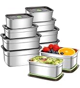 ACTUKSX Stainless Steel Food Storage Containers Set of 10,Airtight Leakproof Meal Prep Containers...