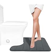 Yimobra Memory Foam Toilet Bath Mat U-Shaped, 24 X 20 Inches,Soft and Comfortable, Super Water Ab...