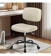 DUMOS Small Armless Home Desk Executive Chair with Low Back Lumbar Support, Height Adjustable PU ...