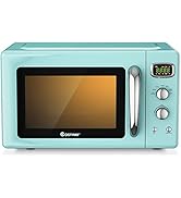 COSTWAY Retro Countertop Microwave Oven, 0.9Cu.ft, 900W Microwave Oven, with 5 Micro Power, Defro...