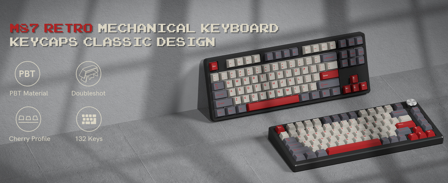 pbt doubleshot retro cherry profile keycaps 60 75 100 percent