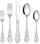 EUIRIO 40 Pieces Royal Silverware Set, Retro Flatware Set for 8, Stainless Steel Cutlery Set with...