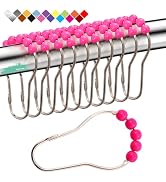 Eazzier Bath Cerise Shower Curtain Hooks Rings, Stainless Steel Shower Curtain Rings and Hooks fo...