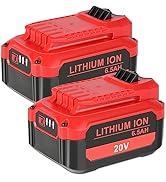 KUNLUN 2Pack 6.5Ah V20 Lithium Ion Battery for Craftsman 20V Battery CMCB204 CMCB205 CMCB206 CMCB...