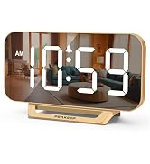 Peakeep Slim Digital Mirror Aesthetic Alarm Clock for Bedrooms Desk Decor - Plug in Electric Big ...