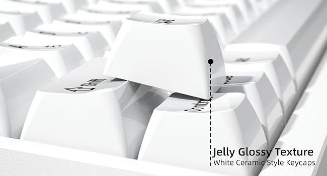 White Keycaps Ceramic Style PC Glossy Jelly Keycap for Mechanical Keyboard