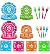 96Pcs Fiesta Plates and Napkins Cinco De Mayo Party Decorations Taco Theme Decorations Birthday D...