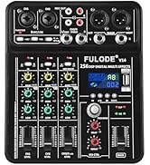 FULODE 4 Channel Mixer DJ Audio Mixing Console with 256DSP, Small Music Sound Mixer Board Support...