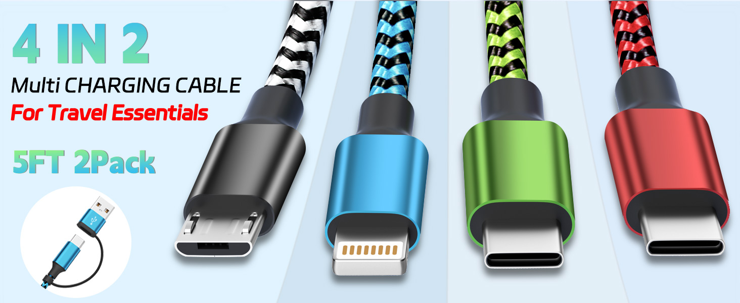 4 in 2 charging cable