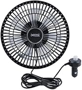 XOOL Clip Car Fan, 9 Inches 12V/24V Fan, 360° Rotatable Electric Cooling Clip on Fan with Steples...