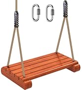BeneLabel Wooden Swing Seat, Outdoor Tree Swings for Adults and Kids, Adjustable Rope, Longest 74...