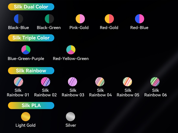 silk 3d printer filament bundle multicolor silk PLA filament dual triple color silk filament