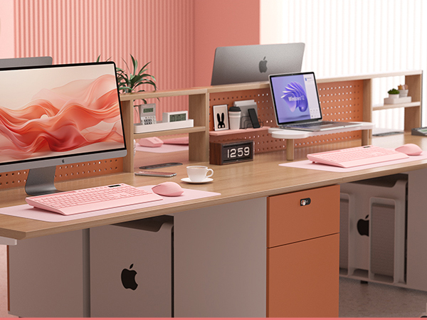 pink wireless keyboard mouse for home office