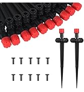 25 Pcs Drip Irrigation Emitters with Stake - Adjustable Drip Emitter Stream for 1/4