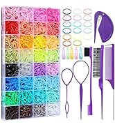 Auroray 32 Colors Small Hair Rubber Bands with 16 Styling Tools, 2000 Pcs Elastic Girl Baby Hair ...