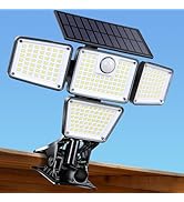 Clip on Solar Lights for Fence, 1Second Installation Motion Sensor Security Lights with Remote Co...