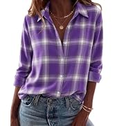 Zeagoo Flannel Shirt Women Long Sleeve Plaid Button Down Fall Work Blouses | Lightweight business...