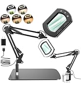 15X Rectangle Magnifying Glass with Light and Stand, Hands-Free Real Glass Lighted Magnifier, Tou...