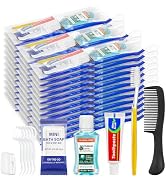 Xuezoioy Personal Hygiene Kit Bulk Pack of 100,Yellow Basic Travel Toiletry Set Disposable Toothb...
