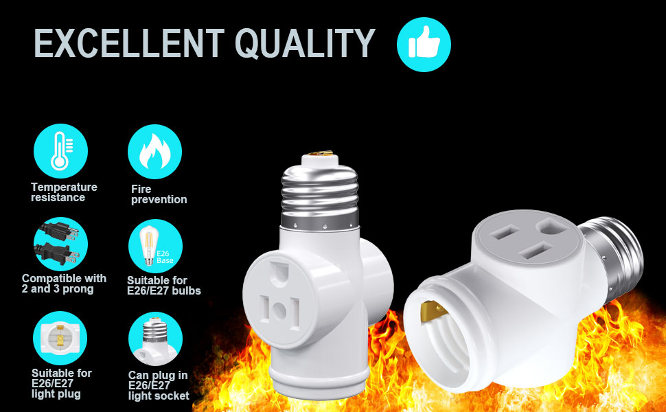 Light socket to plug adapter