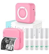HUIJUTCHEN Inkless Mini Thermal Pocket Printer, Wireless Mini Sticker Printer with 10 Rolls Therm...