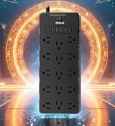 20 Amp 12 Gauge Heavy Duty Power Strip 2500W,4000 Joules Surge Protector,High Power Capacity,Stra...