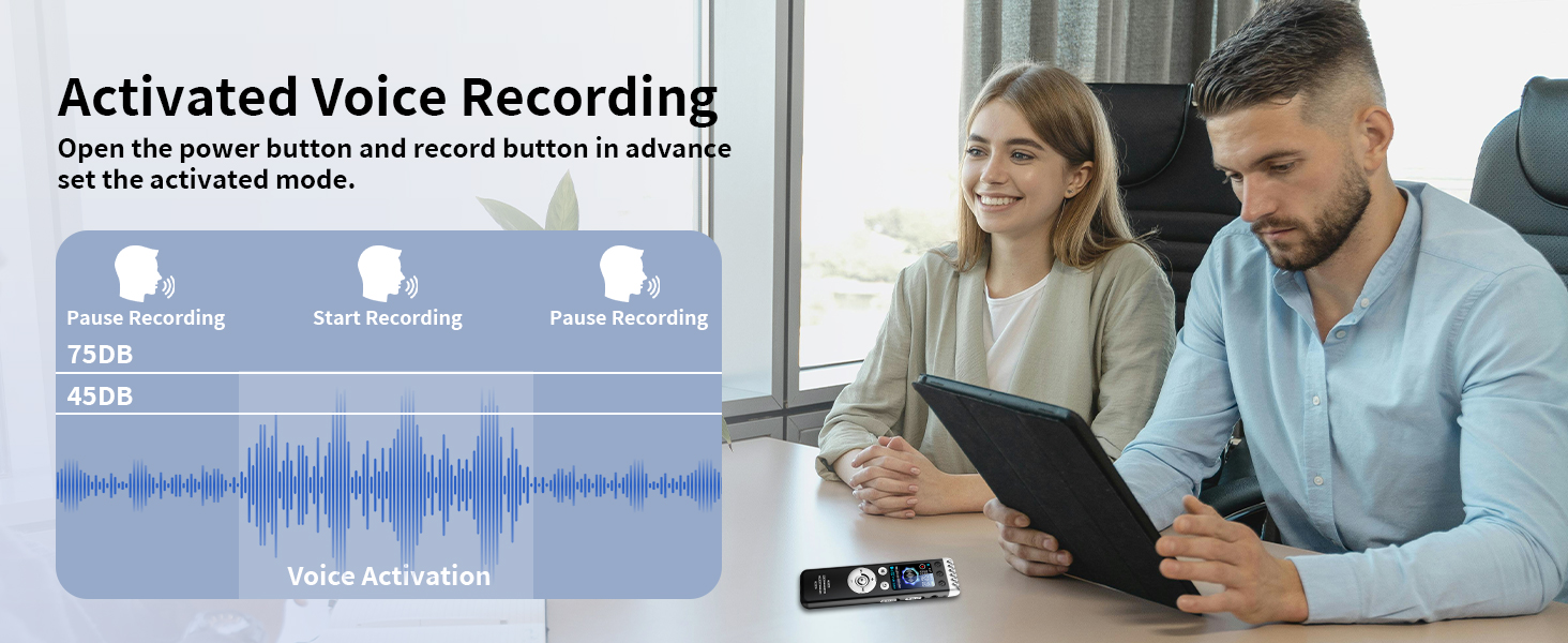 Digital voice recorder with activated voice recording
