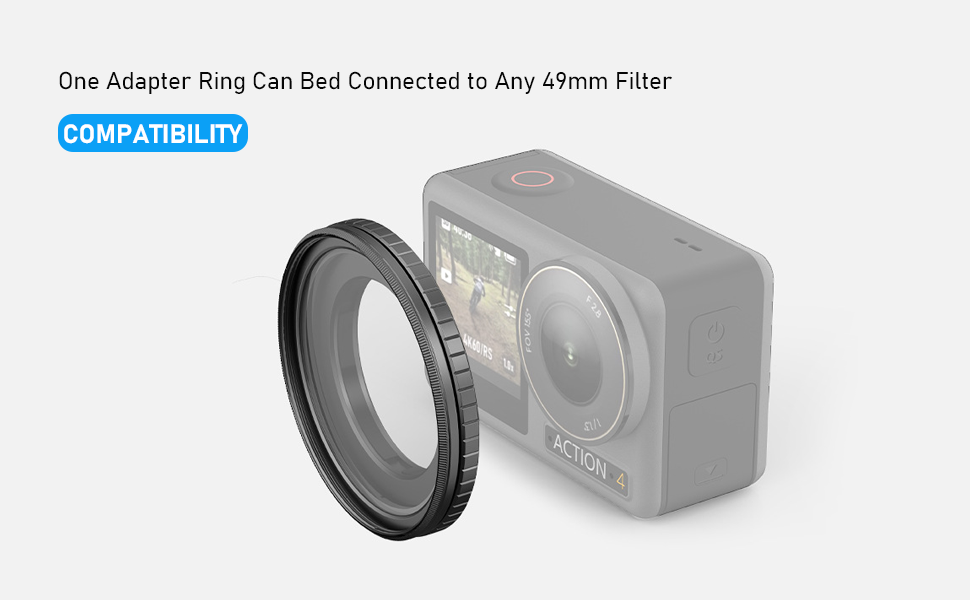 49mm Lens Filter Adapter Ring for DJI Action4