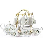 CHENP.HMC Porcelain Tea Set Tea Cup Set 22-Piece Porcelain Ceramic Coffee Tea Gift Sets Cups Sauc...