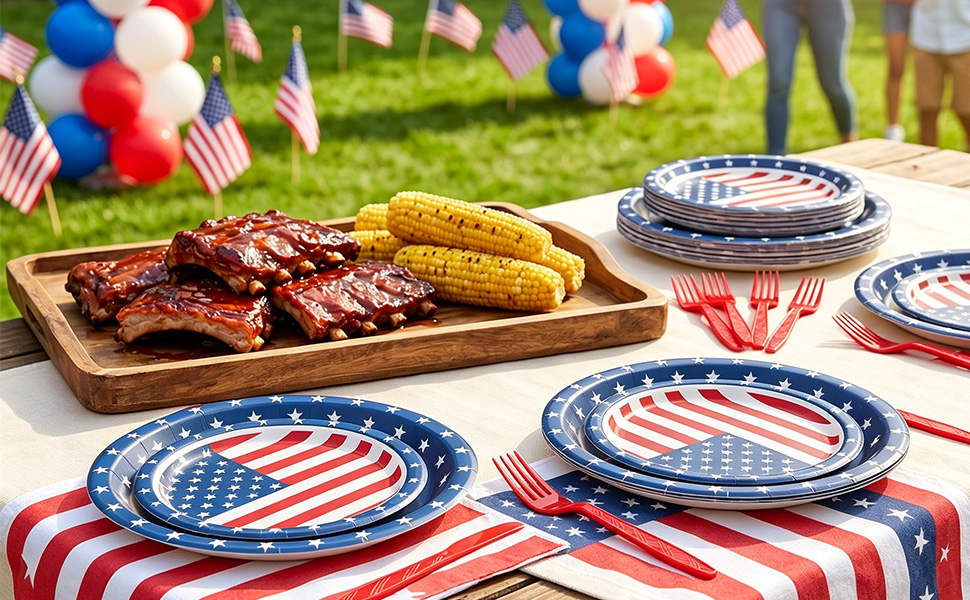 Patriotic American Flag Plates and Napkins