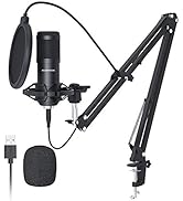 Sudotack USB Streaming Podcast PC Microphone, 192KHz/24Bit Studio Cardioid Condenser Mic Kit with...