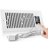 PowerScale 4" x 10" Smart Vent Air Booster Register Fan with Humidity Temeperature Sensor Registe...