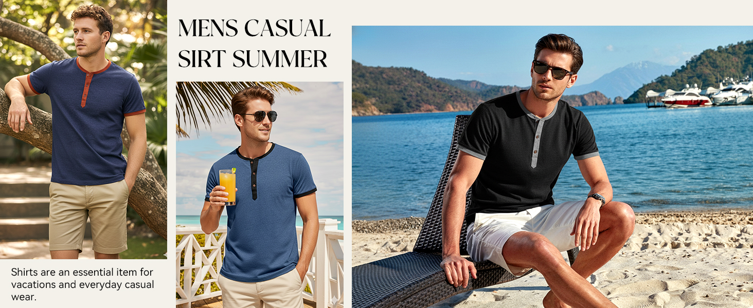 Cotton Henley Shirt for Mens