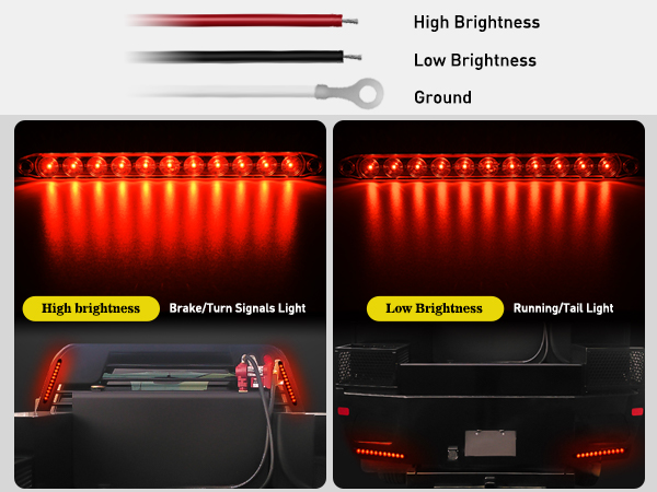 16Inch 11 LED Red Trailer Light Bar for Park Stop Turn signals Tail Brake Light
