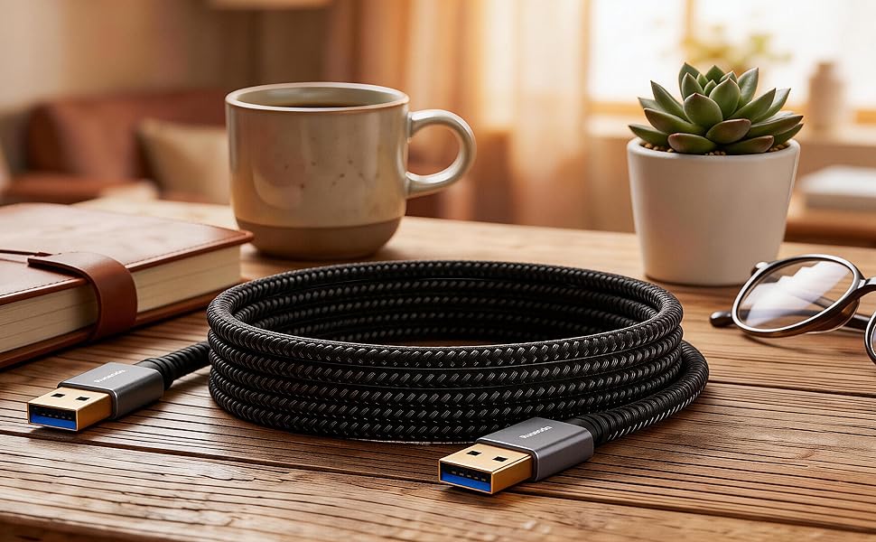 Ruaeoda USB male to male cable 24K gold plated connectors for stable anti rust connection