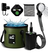 Motivekit Portable Camping Shower | 5.3 Gallons Foldable Bucket, 6000mAh Rechargeable Shower Pum...