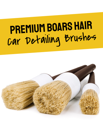 car detailing brush set of boars hair detail brushes for interior and exterior, car brush kit soft