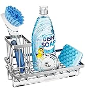 Consumest Sink Caddy, Kitchen Sponge Holder with Dish Brush Holder, Kitchen Organizer with Drip T...