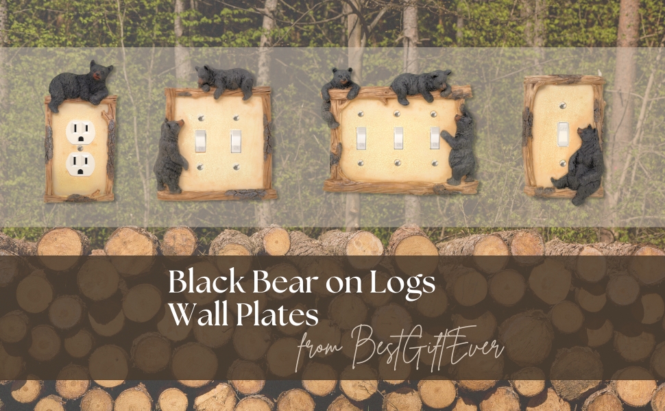 Black Bear on Logs Wall Plates from BestGiftEver