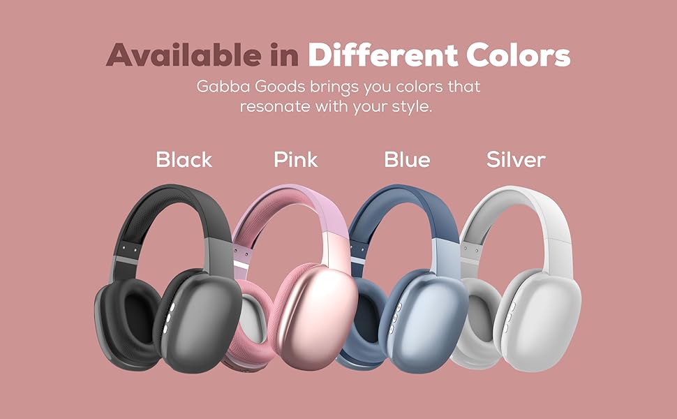 Pink headphones, Silver Headphones, Blue Headphones, Black headphones, Over Ear Headphones, On Ear