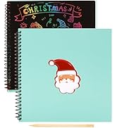 bibiage Scratch Art Books for Kids,10 Rainbow Scrape Papers and 10 Sketch Papers,Santa Claus Magi...