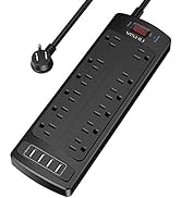 Power Strip,YISHU Surge Protector with 12 Outlets and 4 USB Ports,6 Feet Extension Cord, Wall Mou...