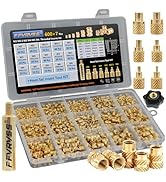 FFVRVSS 600+7Pcs M2 M2.5 M3 M4 M5 M6 Premium Brass Threaded Inserts, Metric Brass Knurled Nuts As...