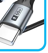 USB C Cable Right Angle - [2Pack 3.3FT] 60W Fast Charging USB C Cable Braided USB Type C Data Cab...